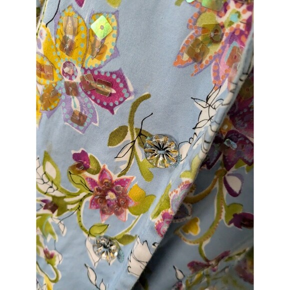 REDD Jeans Jacket Women's Sz 8 Blue Floral Iridescent Sequins Y2K Vtg Colorful - Picture 7 of 13